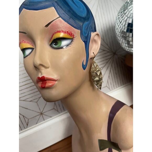 Artisan Handmade Gold Metallic Leather Geometric Earrings - Picture 6 of 10